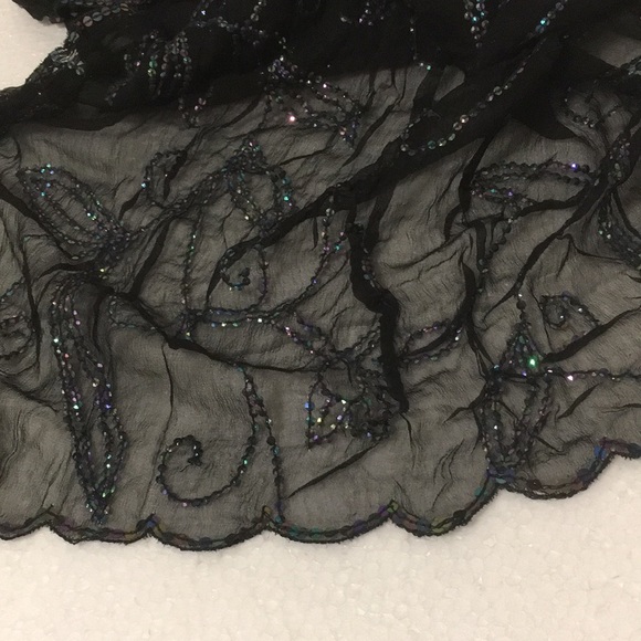 ATG “ALL THAT GLITTERS OF SAN FRANCISCO “ BLACK RAYON SHAWL - Picture 9 of 9